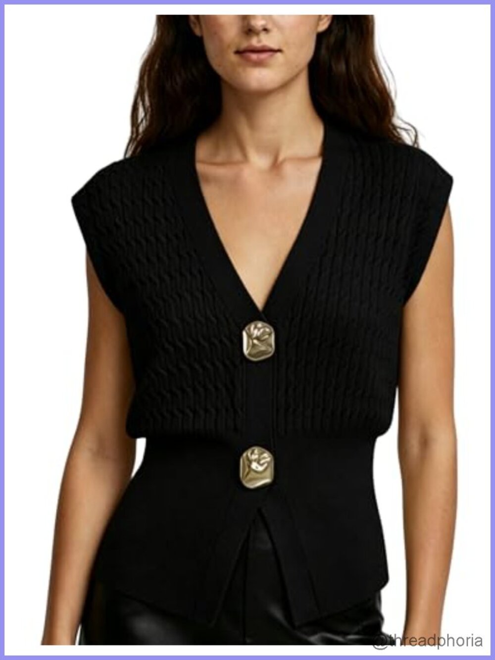 Women's Cable Knit Sweater Vest Sleeveless V-Neck Cardigan Pullover